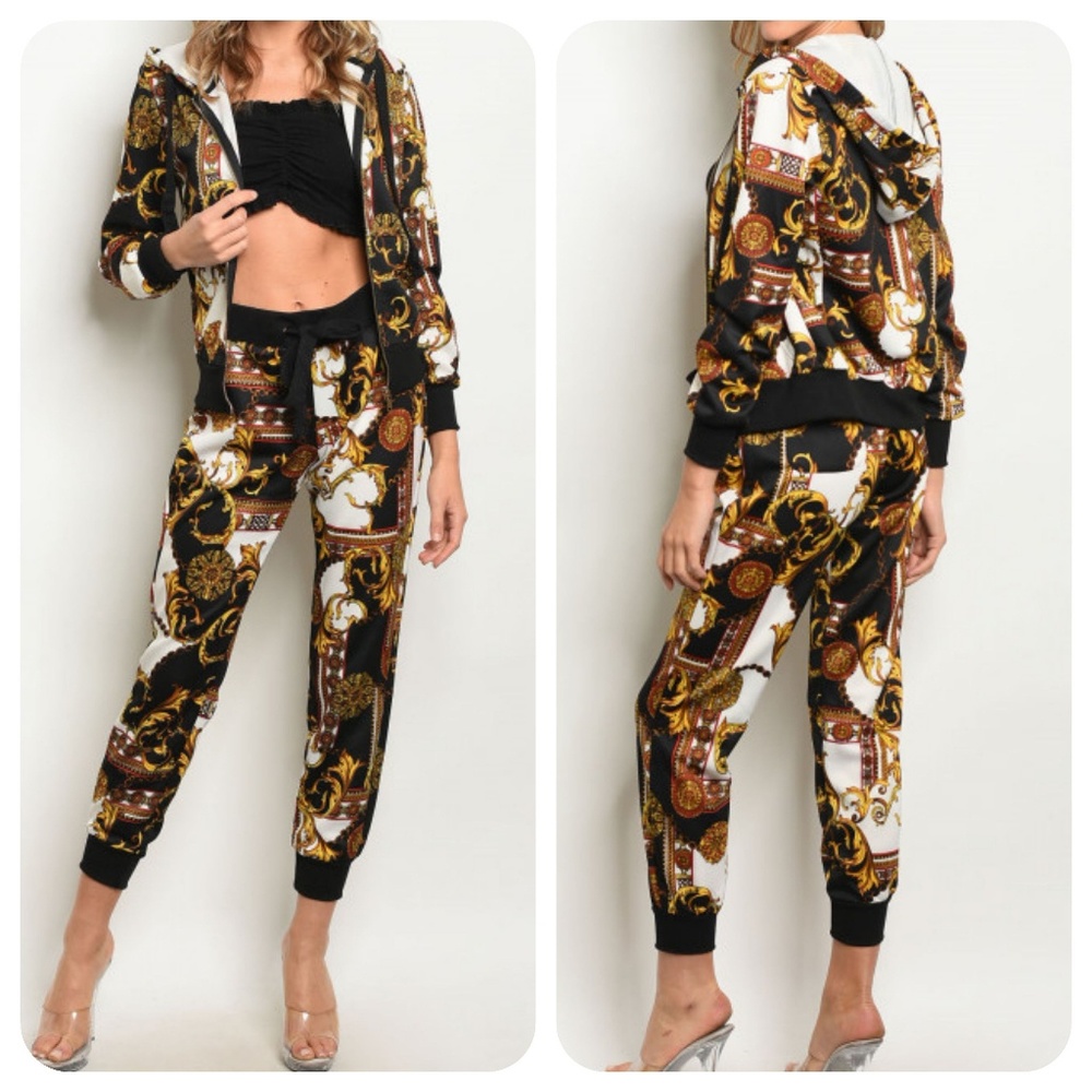 BLACK MUSTARD TOP AND PANT SET